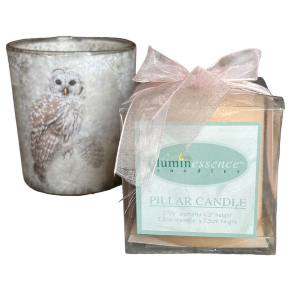 NWOT Glass Owl Candle Holder w/ Unscented Glitter Candle Ethereal - Picture 13 of 15